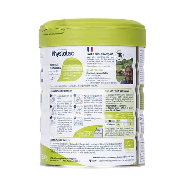 Physiolac Bio Mjölk 2:a året Tjock Formel 800g