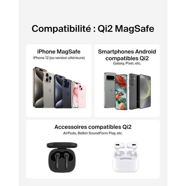 Laddningsplatta - BELKIN - USB-C - 15 W - Svart