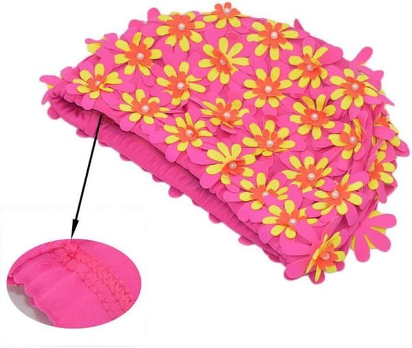 Blomsterbadmössa - MEDIFIER - CL-Y011 - Nylon - Retroblad - One size