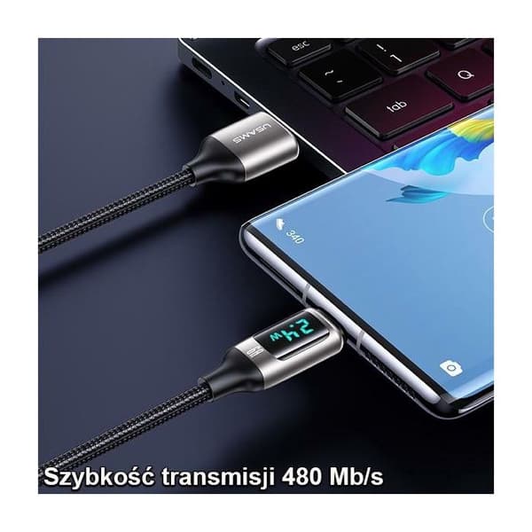 USB-C-kabel USAMS 1,2 m Snabbladdning Vit