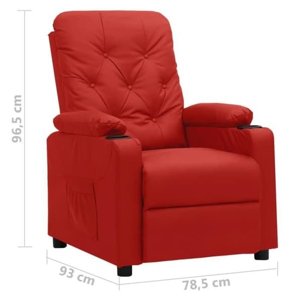 vidaXL Recliner Röd vinröd Konstläder