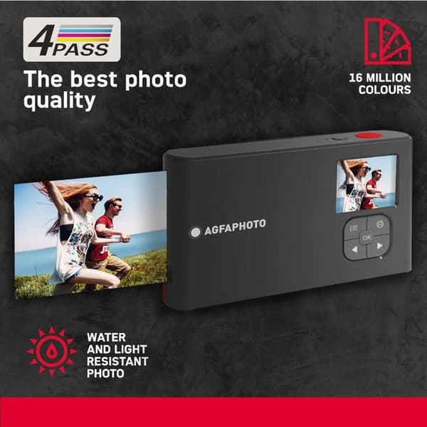AGFAPHOTO Realipix Mini S - Intryck genom termisk sublimering - 10Mp - Bluetooth - 5,3 x 8,6 cm - Röd