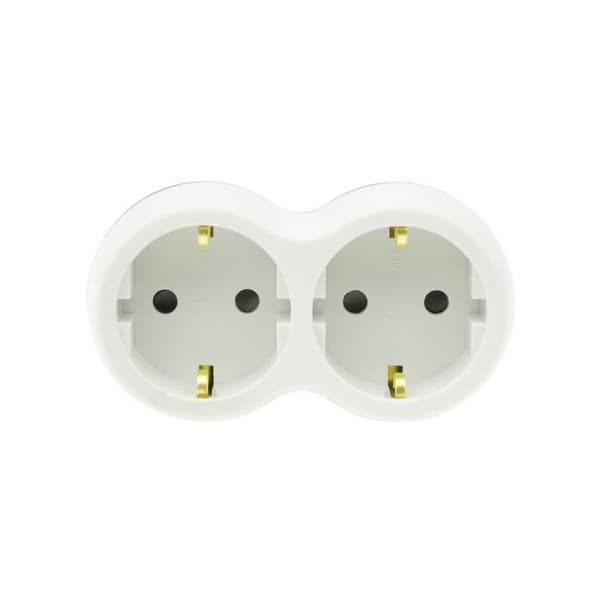 Dubbel multiprise SCHUKO Vit PLASTROL