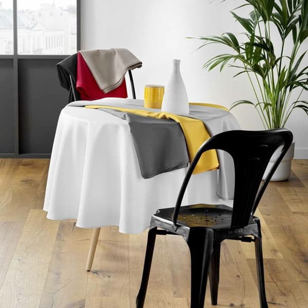 Rund duk 180 cm i enfärgad polyester salvia - Douceur d'Intérieur, med fåll
