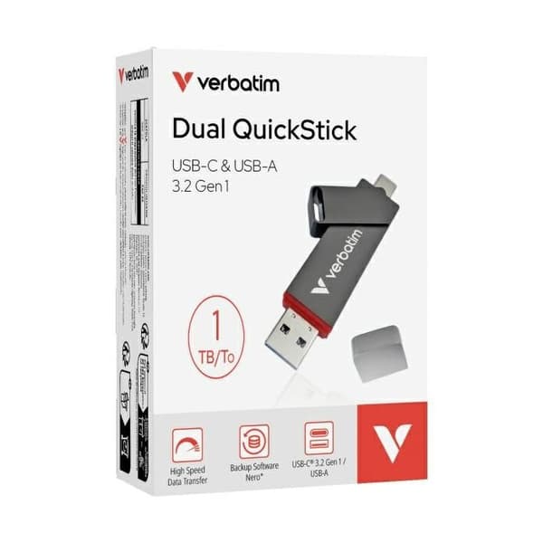 Extern hårddisk - Verbatim - Dual QuickStick - 1 To - USB-A/C - 3.2 Gen1