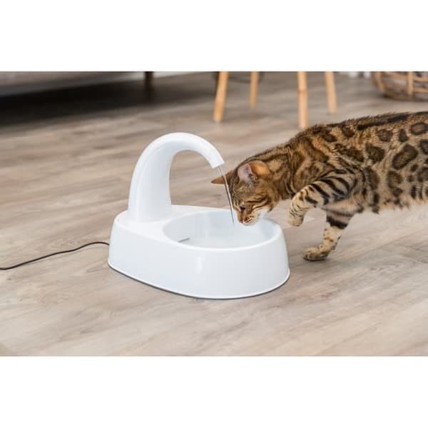 TRIXIE Curved Stream dricksfontän - Plast - 2,5L - 25 × 24,5 × 35 cm - Vit