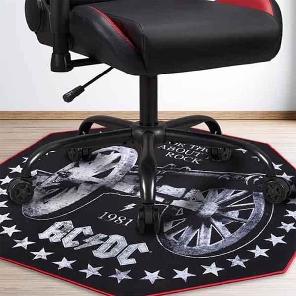 Spelmatta - AC/DC - 1 meter i diameter - Hållbar polyester - Halkskyddande