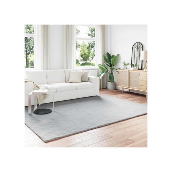Faux pälsmatta av kanin - vidaXL - 240x340 cm - Grå - Polyester - Rektangulär - Mycket mjuk