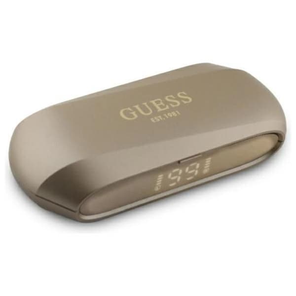 Bluetooth TWS-hörlurar + laddfodral (guld) Förlängd metallisk tryckt logotyp Guess