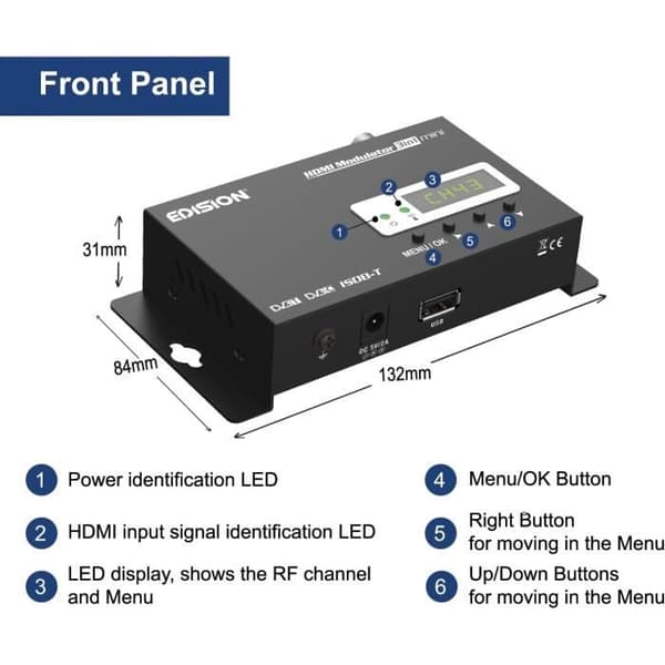 EDISION HDMI Modulator för enskild kanal digital FULL HD i mini storlek