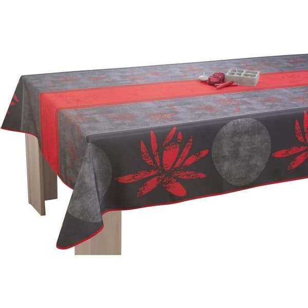 Duk - LOTUS - Rektangulär 150x240 cm - Röd - Vattenavvisande fläckbeständig - Polyester