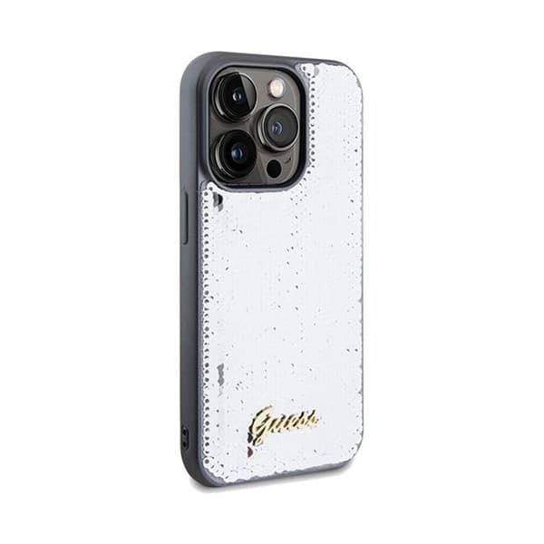 Telefonfodral - Guess - Paljett skript metall - Silver - Styv - Chic