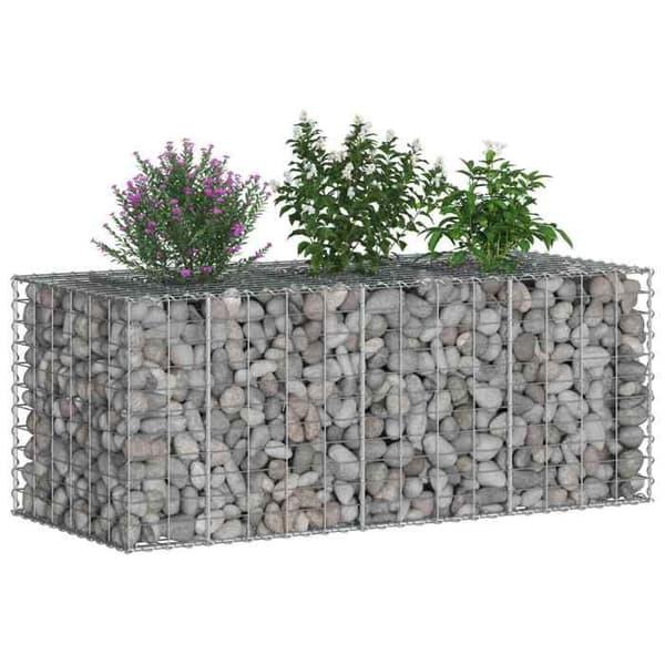 vidaXL Hög säng gabion Silver 42033322