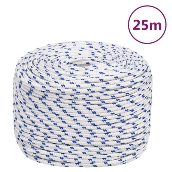 152289 vidaXL Båtline Vit 8 mm 25 m Polypropen