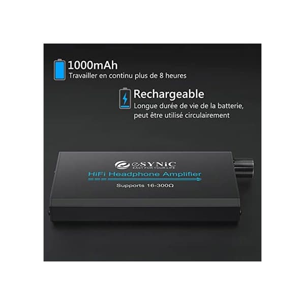 Hörlursförstärkare - eSynic - Mini HiFi - Impedans 16-300 - Stereo 3,5 mm - Bärbar