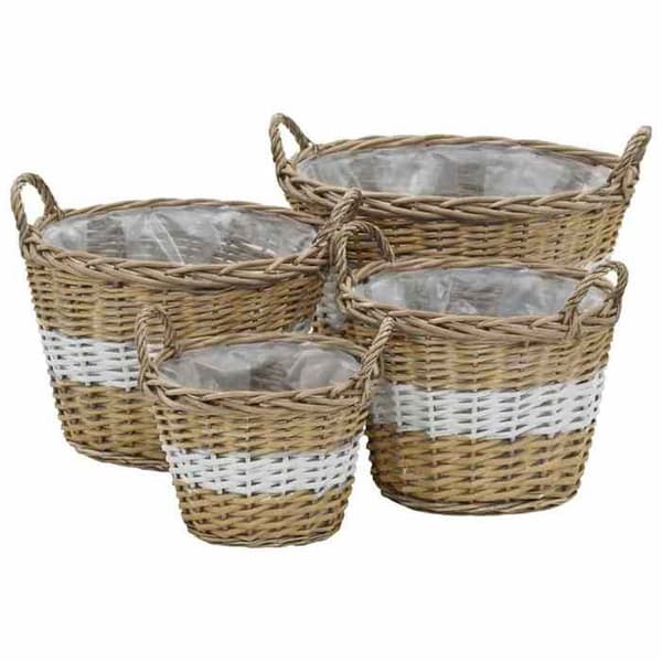 vidaXL Upphöjda sängar 4 st Wicker med PE Foder