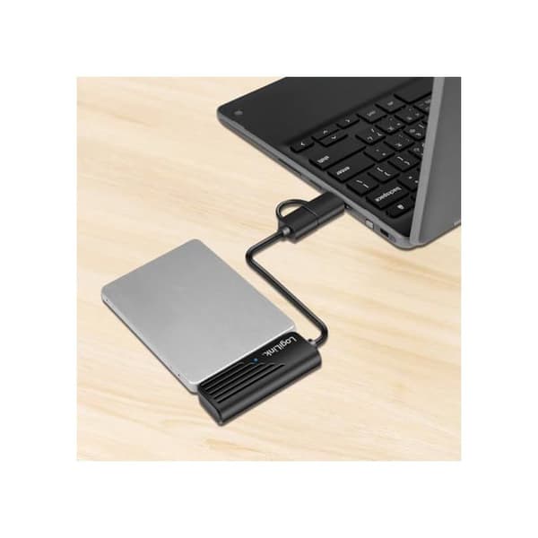 USB 3.0-adapter - Logilink - Stöder 2,5" SATA HDD/SSD - Kapacitet upp till 10 To - USB-A och USB-C