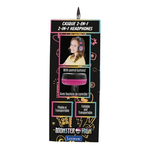 Hörlurar - Lexibook - Monster High - Bluetooth 5.0 - Fällbar - Ljudbegränsning 85 dB