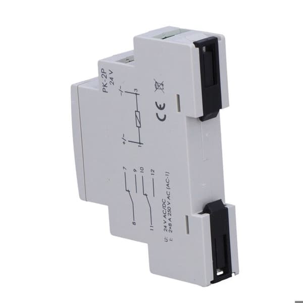 Relä elektromagnetisk PK-2P 24 V AC/DC, kontakt: 2P I = 2 x 8 A, 1 modul