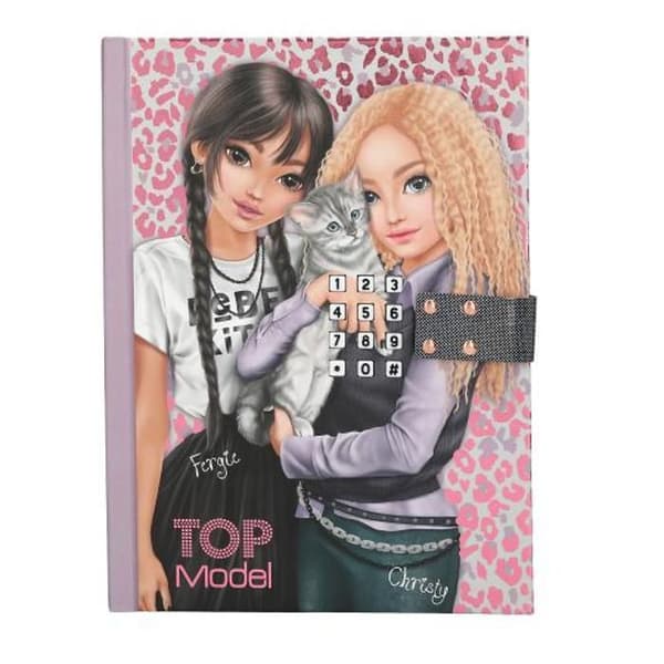Dagbok - TOPModel Rebel Kitty - rosa/silver leopardmönster - 4-siffrig lås - musik 20s