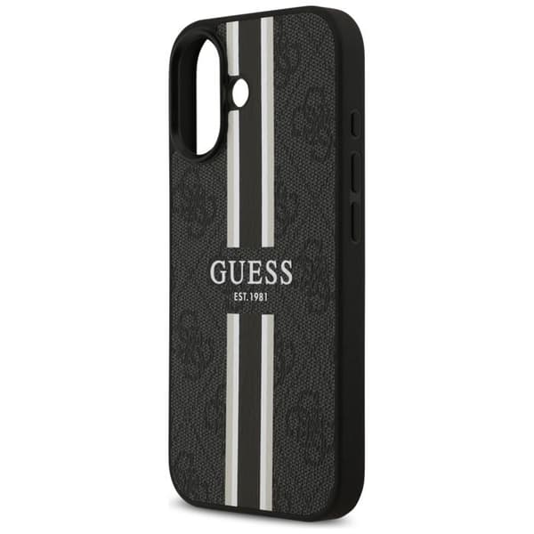 Coque Guess Hardcase 4G Printed Stripes MagSafe för iPhone 17 - Svart