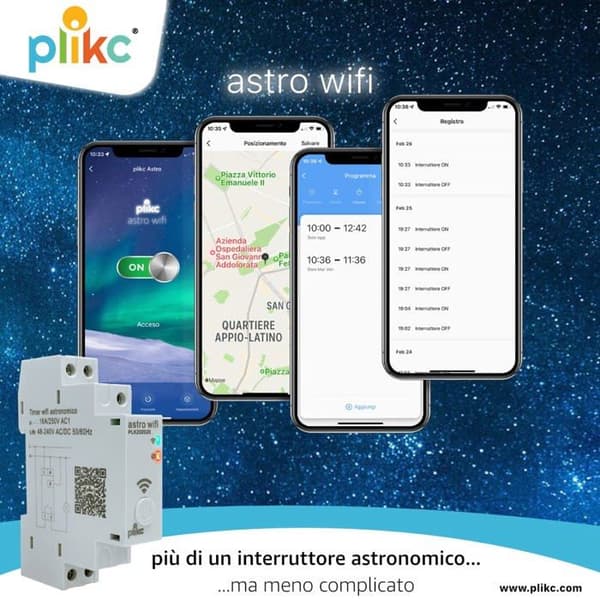 Wi-Fi-timer - PLIKC - PLK202020 - 6 programmerbara funktioner - 16A AC1 - Styrning via smartphone-app