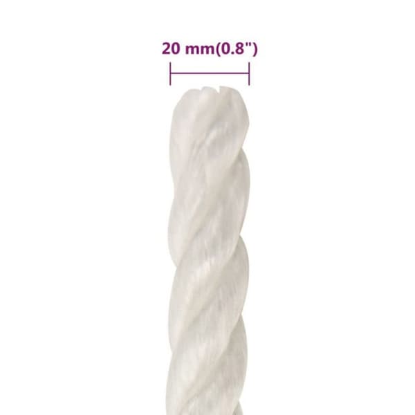 153069 vidaXL Arbetsrep Vit 20 mm 50 m polypropen