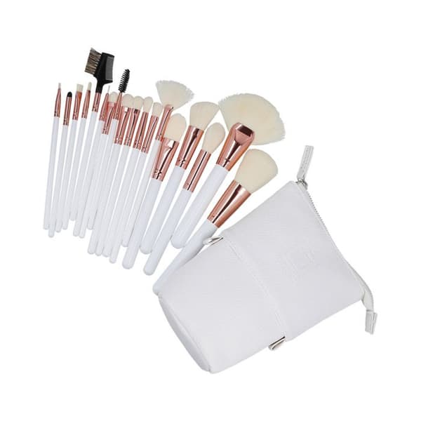 ilū Makeup Grundborstar 18st + Fodral Set Vit - penselsats