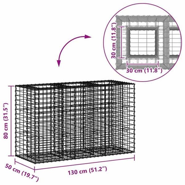 vidaXL Hög säng gabion Silver 42033328