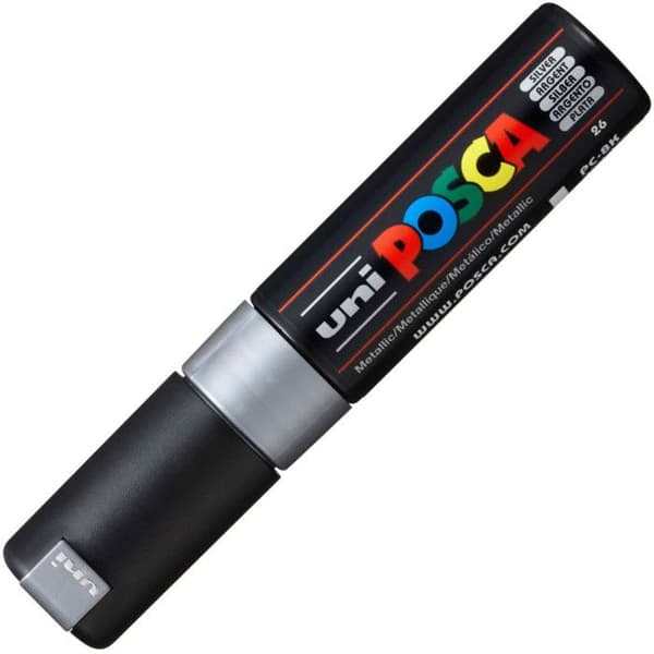 Markör - POSCA - Bred Bissad Spets - Silver - 8 mm - Opaque