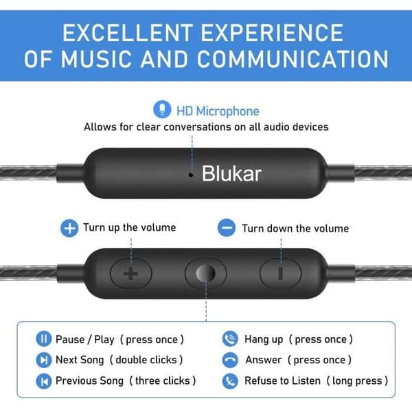 In-ear hörlurar med mikrofon och volymkontroll - Djup bas - Bullerdämpande