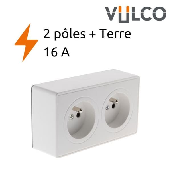 Dubbeluttag 2P+T 16A Vit - Vulco - Zenitech