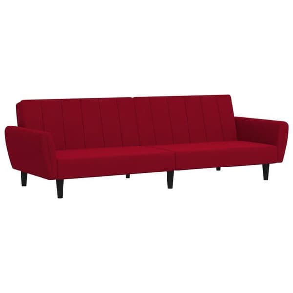 vidaXL Soffa-säng 2 platser vinröd sammet 375862