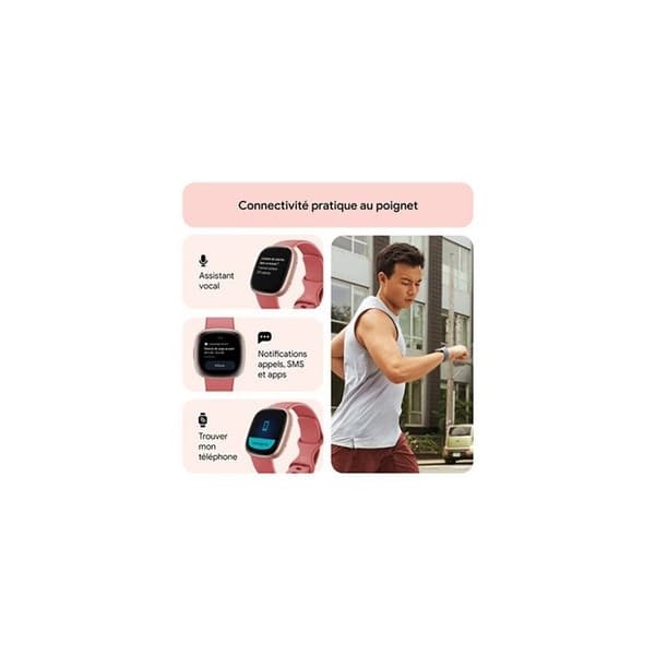 Smartwatch - FITBIT - VERSA 4 - Vit - Aktivitetsspårning - 7 dagars batteritid