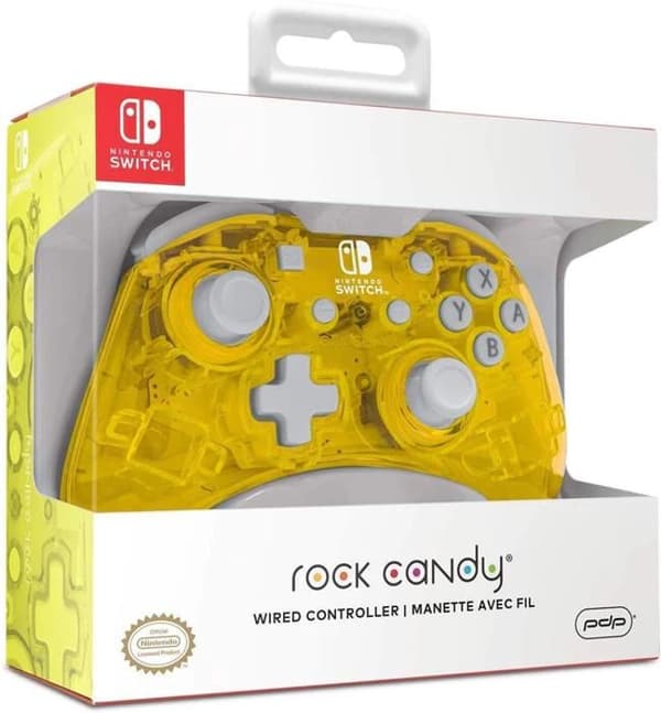 Spelkontroll - Rock Candy - Gul - Trådad - Nintendo Switch - 3m kabel ingår