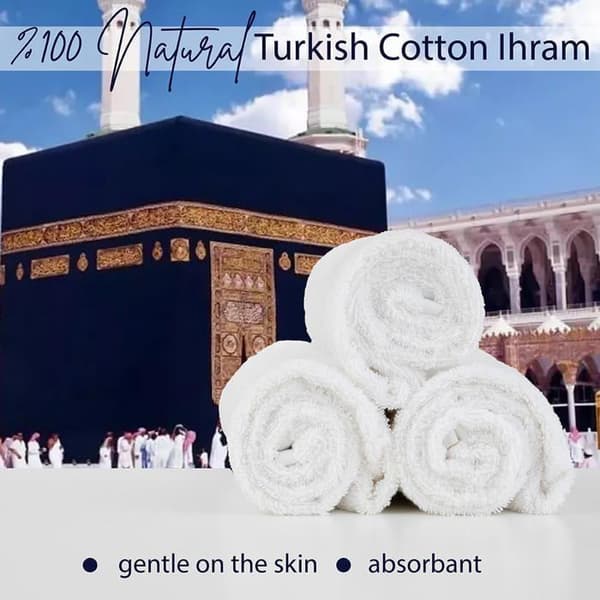 Ensemble Ihram man 2 delar 100% turkisk bomull 110 x 220 cm med elastisk midja