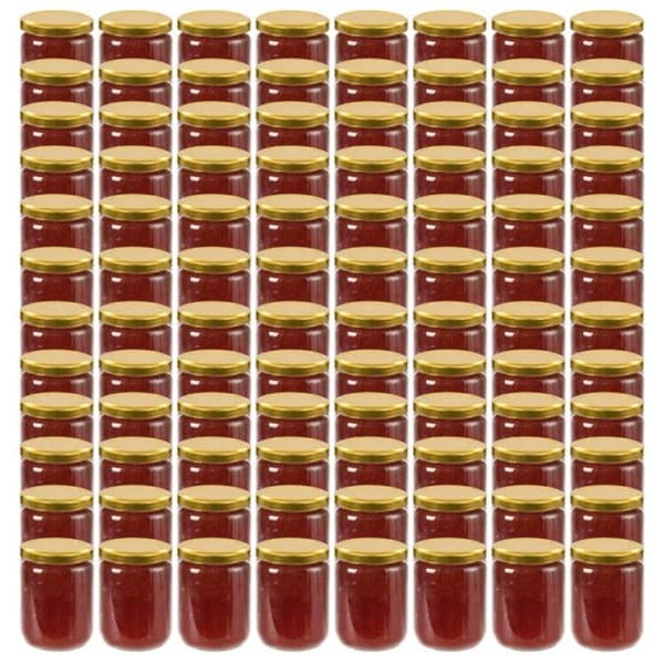 Syltburkar med gyllene lock 96 st Glas 230 ml