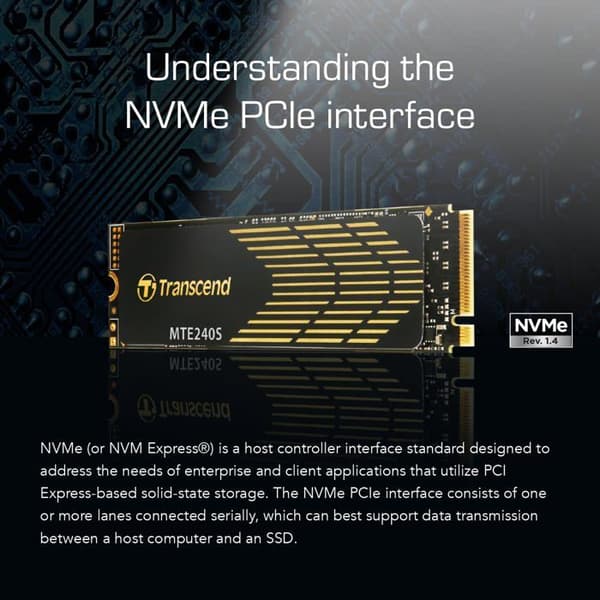 Transcend 240s 1TB M.2 2280 PCI-E X4 GEN4 NVME Solid State Drive (TS1TMTE240S)