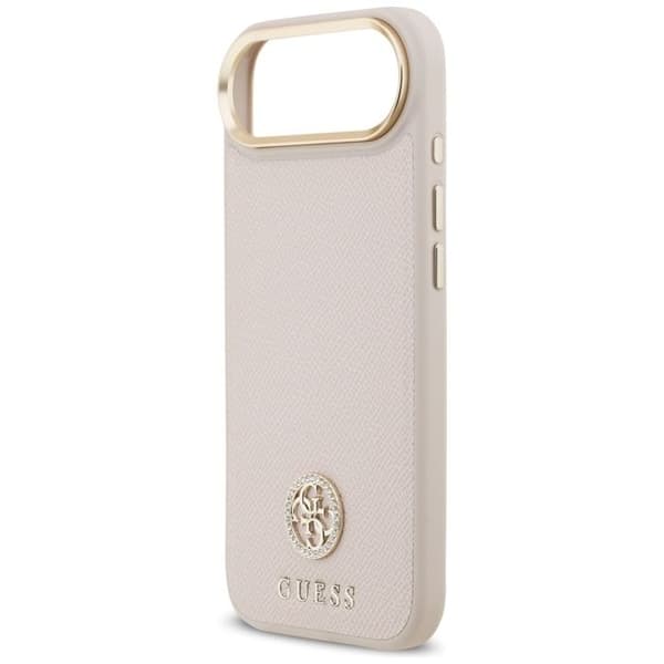 Coque Guess Grained Strass Logo MagSafe för iPhone Air - Rosa