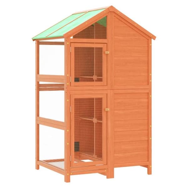 Fåglarhus brun 97x81x152 cm massiv furu