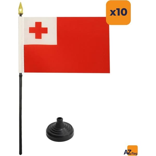 Mini Tonga-flagga AZ FLAG - 10-pack - 15x10 cm - Kontorsflaggor 100% Polyester