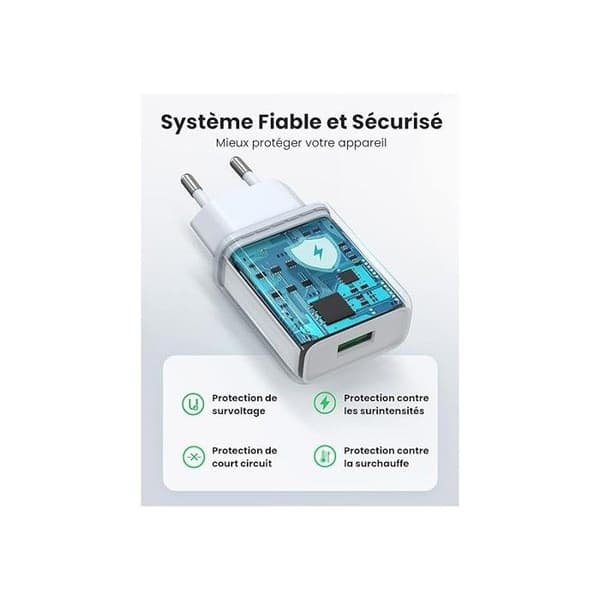 UGREEN USB-A QC 3.0 18W Väggladdare - Vit