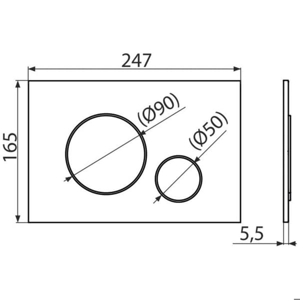 Alca - Dubbeltryckskromkontrollpanel med glänsande kromram (M671)