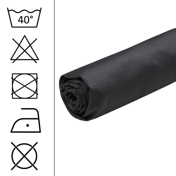 Drap housse percale av bomull - Stof - 140x200 cm - Stort gummiband 30 cm - Antracit - Modell Elysée - 100% bomull