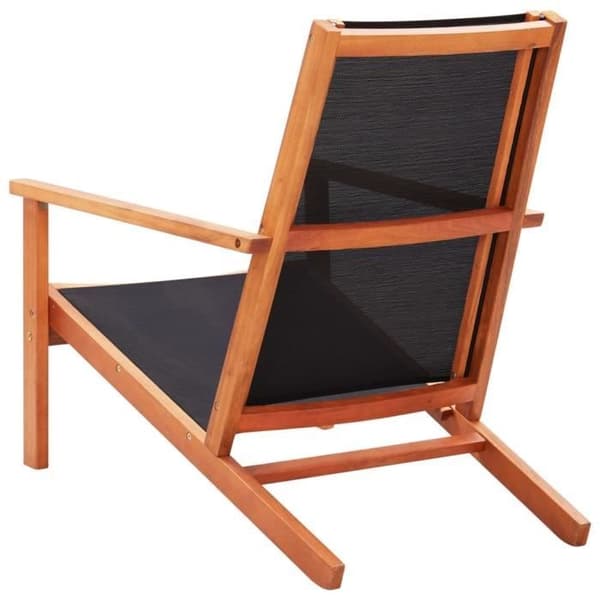 vidaXL Trädgårdsstol Svart Solid Eucalyptus Wood och Textilene