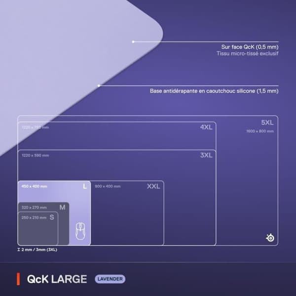 Gaming musmatta - STEELSERIES - QcK L - Lavendel