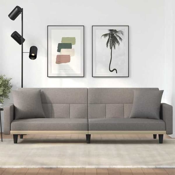 vidaXL Sängsoffa med kuddar taupe tyg 351880