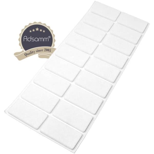 Filtret patiner - Adsamm® - 25x50 mm - Vit - Rektangulär - 3,5 mm tjock.