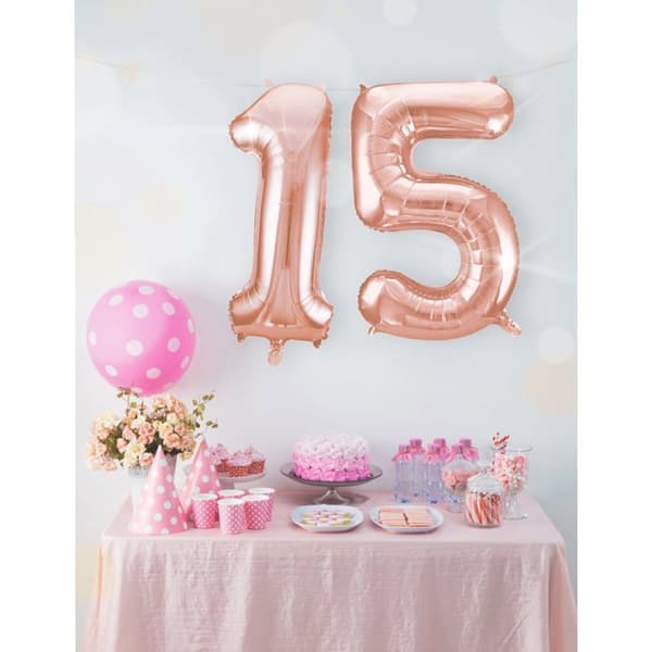 Ballong nummer 3 roséguld - 86 cm