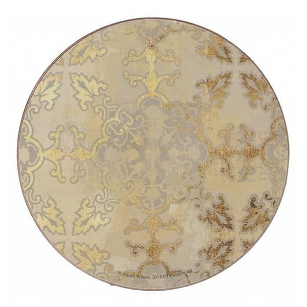 Souseunderlägg - CREATIVE TOPS - Tryck - 12 cm - Kork - Guld - 4 delar